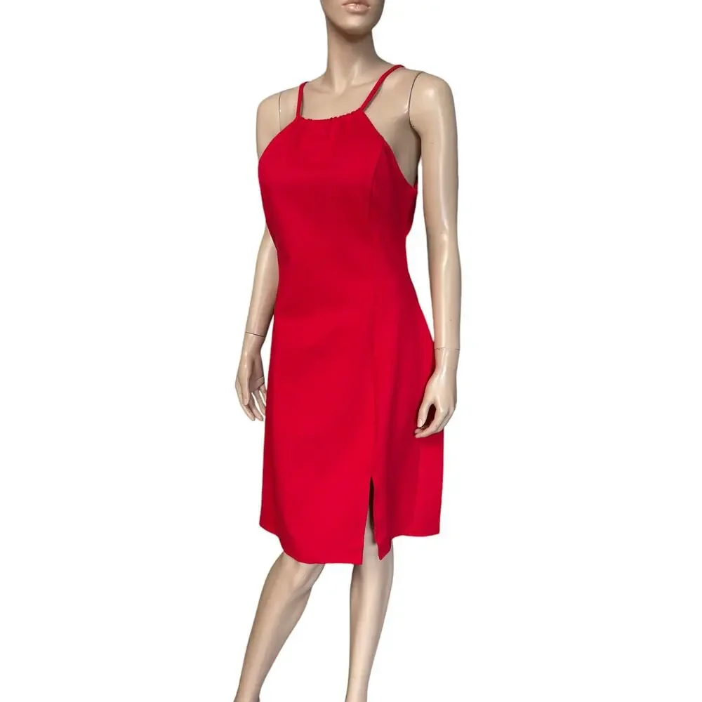 New Harper & Lemon Red Bodycon Dress Size Large Sleeveless Zipper Back Closure - Picture 2 of 11